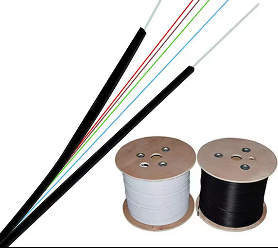 4 कोर इंडोर FTTH ड्रॉप केबल GJXH/GJXFH धनुष प्रकार स्टील/FRP ताकत सदस्य