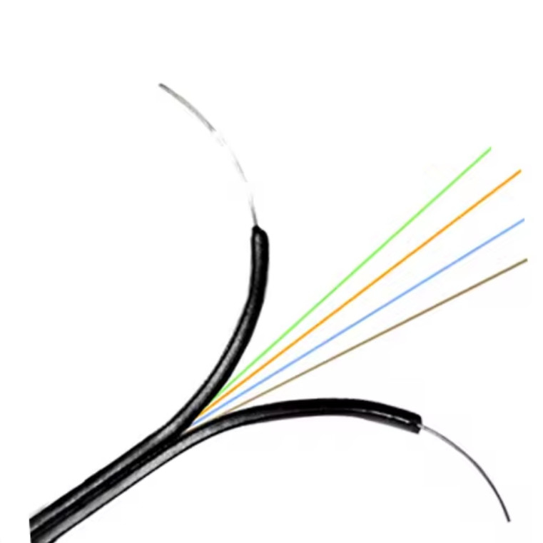 G657A 4 कोर FTTH फाइबर ऑप्टिक केबल फ्लैट केबल GJXH स्टील ताकत सदस्य