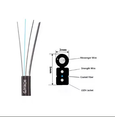 स्व-समर्थन FTTH फाइबर ऑप्टिक ड्रॉप केबल GJYXCH 1/2 कोर इनडोर आउटडोर